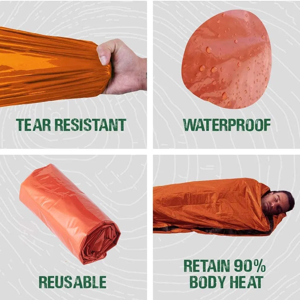 Emergency Sleeping Bags for Survival Mylar Blanket Tent Used for Emergency Camping Hiking, Hunting Outdoors Perfect for Medical