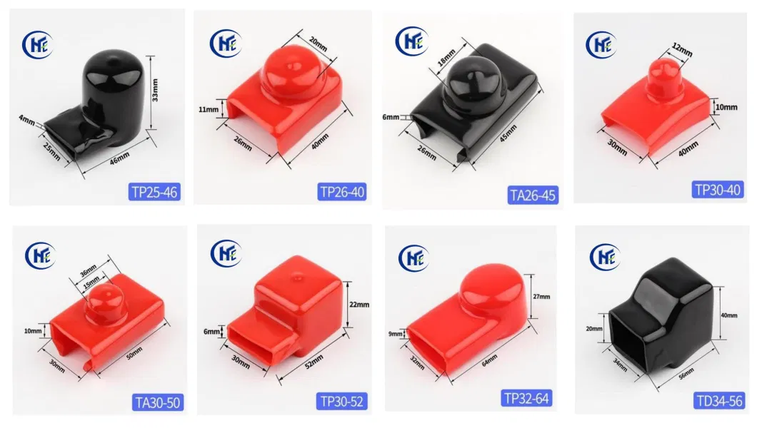 Ta40-65 Red Black Power Bus Bar Dual Busbar Protector Boot Terminal Link Cover PVC Stud Busbar Insulators with UL94V-0 Reach RoHS