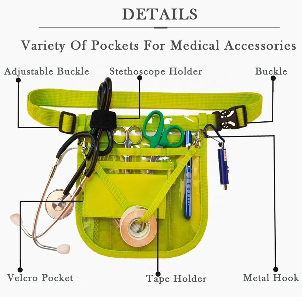 Portable Clear PVC Nurses Belt Organizer Medical Fanny Pack Waist Side Bag