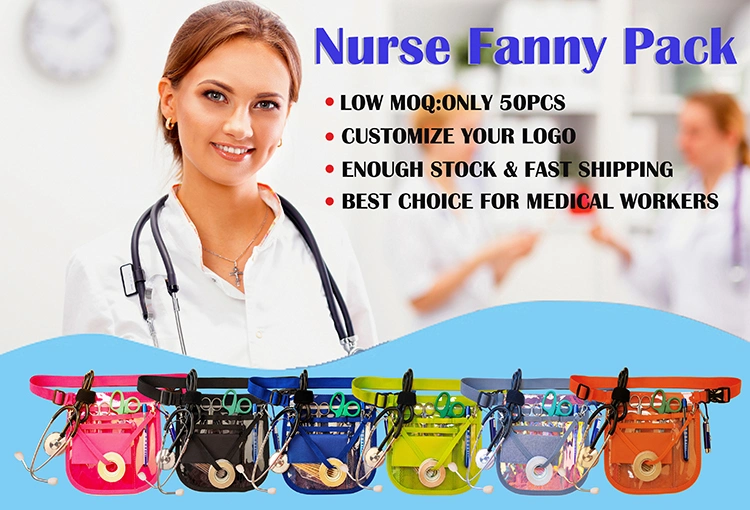 Portable Clear PVC Nurses Belt Organizer Medical Fanny Pack Waist Side Bag