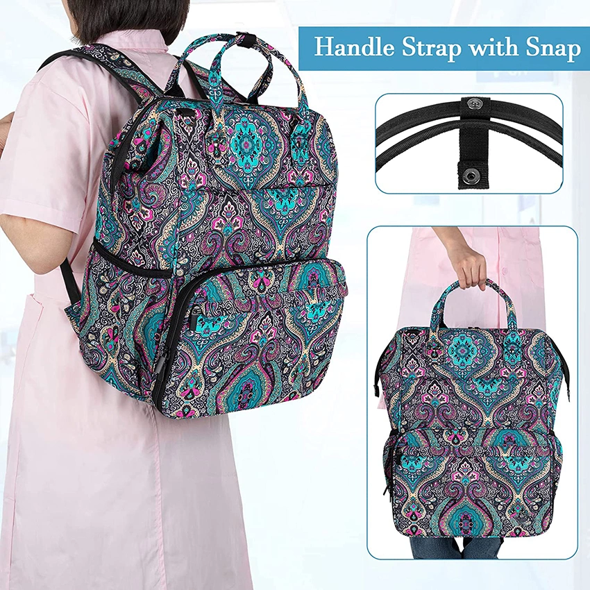 Nurse Bag Heavy Duty Storage Backpack Medical Work with Steel Frame Top Layer Zip-Top Closure Inner Padded Totem