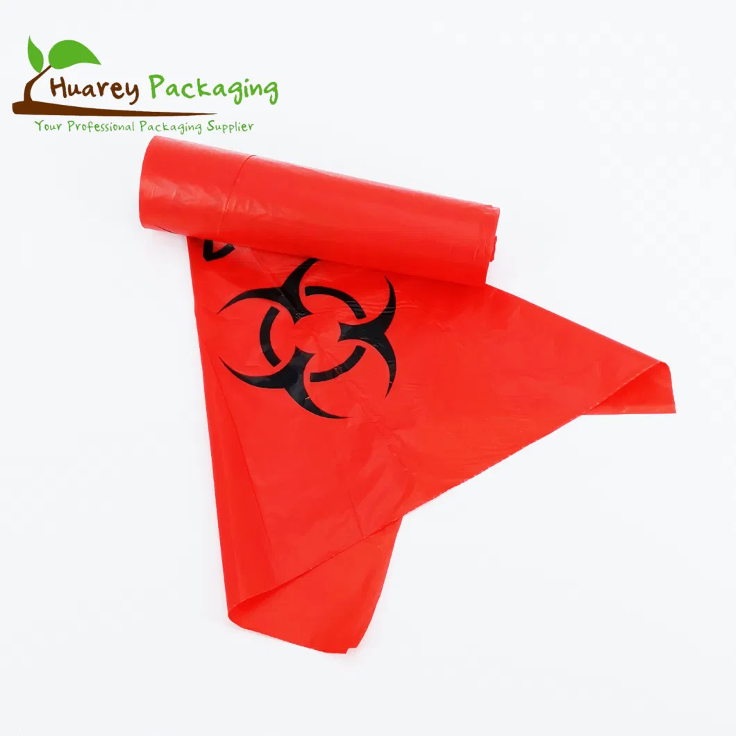 PP Garbage Bag Red Biohazardous Disposal Medical Waste Trash Bags on Roll