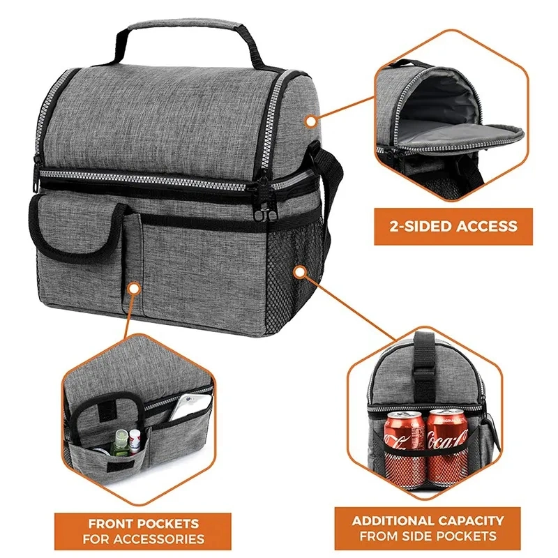 Dual Compartments Thermal Insulated Lunch Cooler Bag