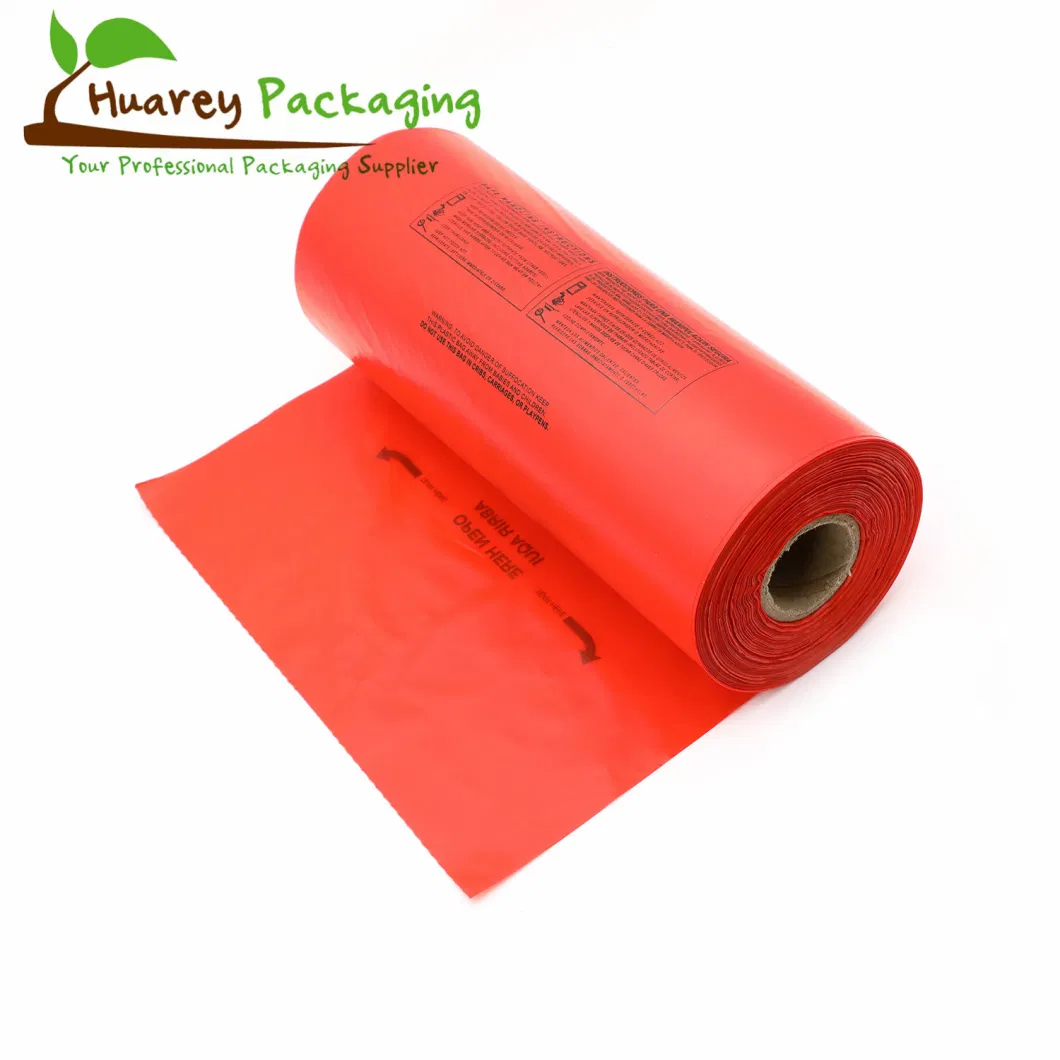 PP Garbage Bag Red Biohazardous Disposal Medical Waste Trash Bags on Roll