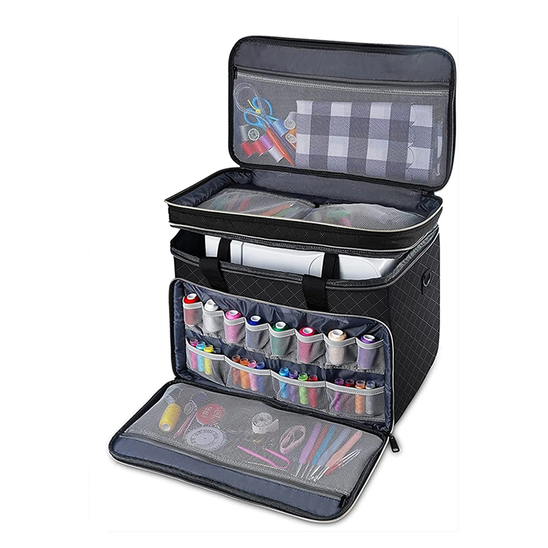 Multi-Functional Double-Layered Sewing Machine Bag Carrying Case for Storage Organize