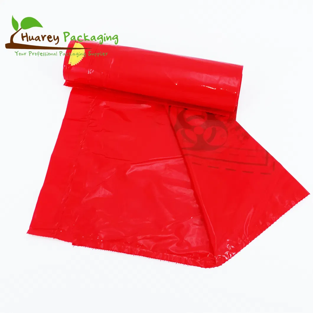 PP Garbage Bag Red Biohazardous Disposal Medical Waste Trash Bags on Roll