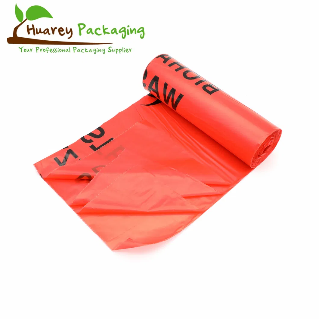 PP Garbage Bag Red Biohazardous Disposal Medical Waste Trash Bags on Roll