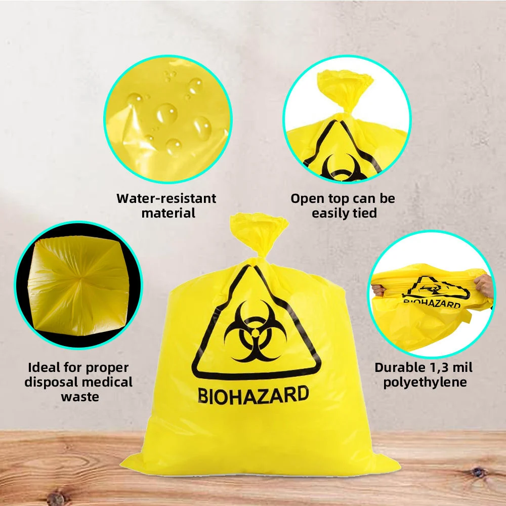 China Yellow Medical Waste Bag Large Autoclave Plastic Biohazard Garbage Bag for Hospital Waste