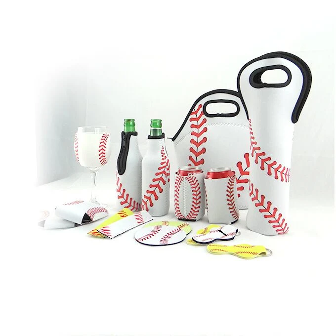 Baseball Printing Neoprene Cooler Bag Wine Bottle Sleeve Pack