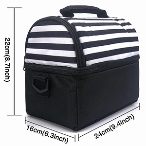 8L Custom Black Leakproof Insulated Double Compartment Lunch Bag Meal Prep Lunch Bag for Adults