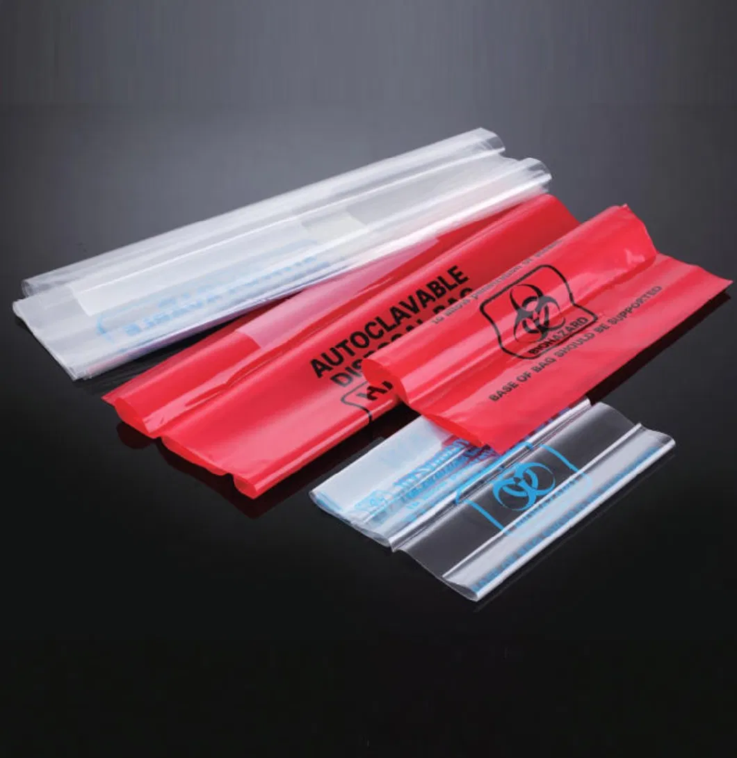 Customized Red Yellow Autoclave Plastic Biohazard Garbage Bag Medical Waste Bag