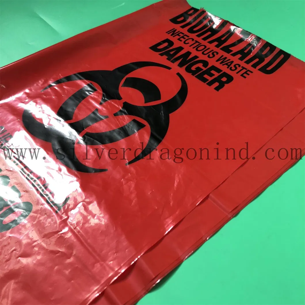 Medical Waste Bag/Biohazard Bag/Garbage Bags, Size 50cm X 70cm X 80 Mic, Yellow/Red