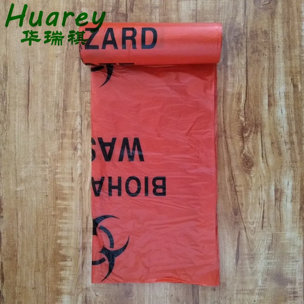 PP Garbage Bag Red Biohazardous Disposal Medical Waste Trash Bags on Roll