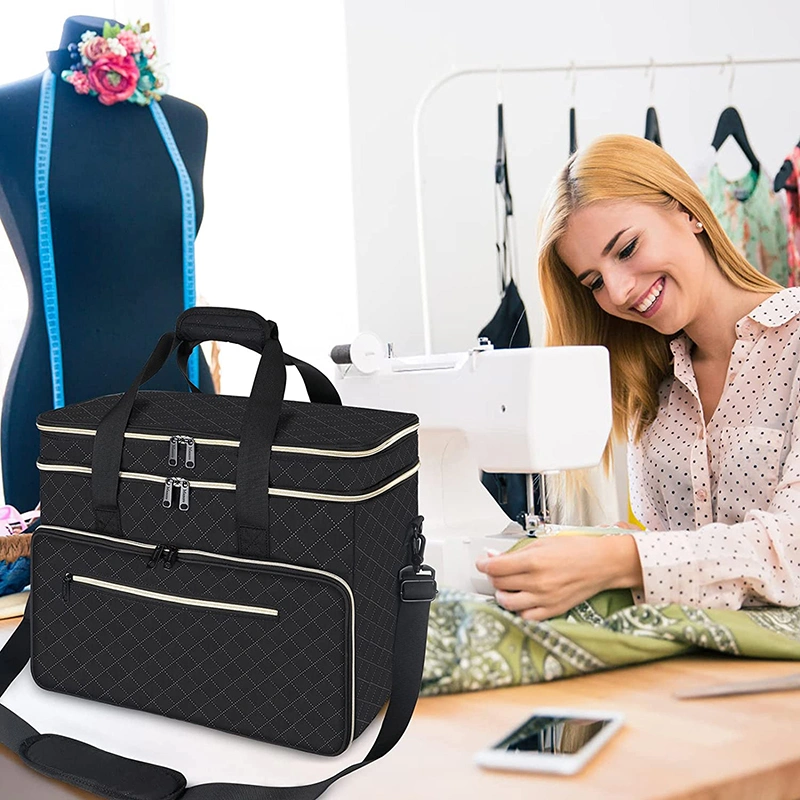 Multi-Functional Double-Layered Sewing Machine Bag Carrying Case for Storage Organize