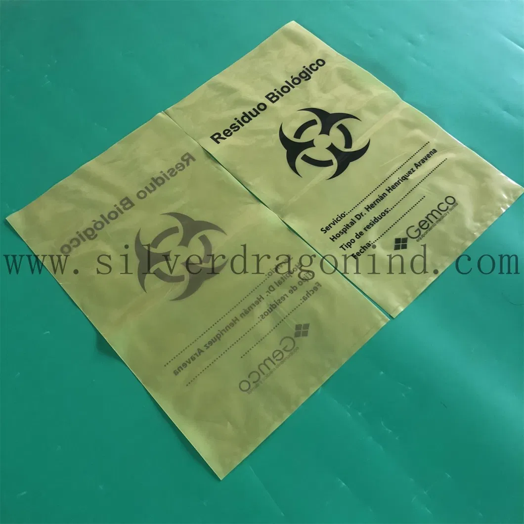 Medical Waste Bag/Biohazard Bag/Garbage Bags, Size 50cm X 70cm X 80 Mic, Yellow/Red