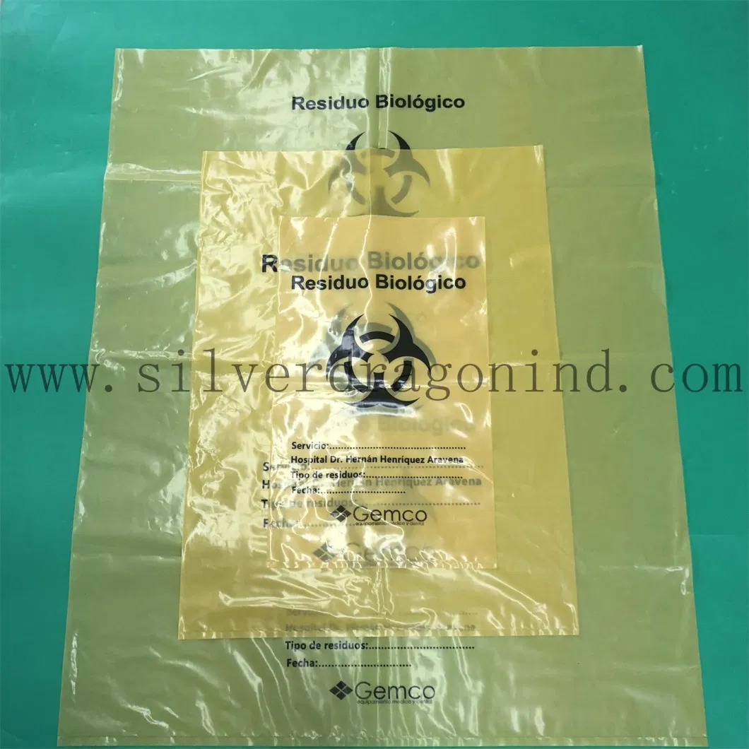 Medical Waste Bag/Biohazard Bag/Garbage Bags, Size 50cm X 70cm X 80 Mic, Yellow/Red