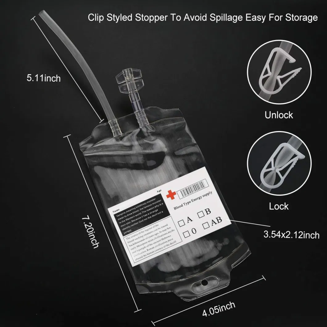 Wholesale Transparenthalloween Blood Bag Ornament Props Bag Medical PVC Reusable