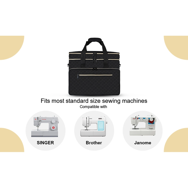 Multi-Functional Double-Layered Sewing Machine Bag Carrying Case for Storage Organize