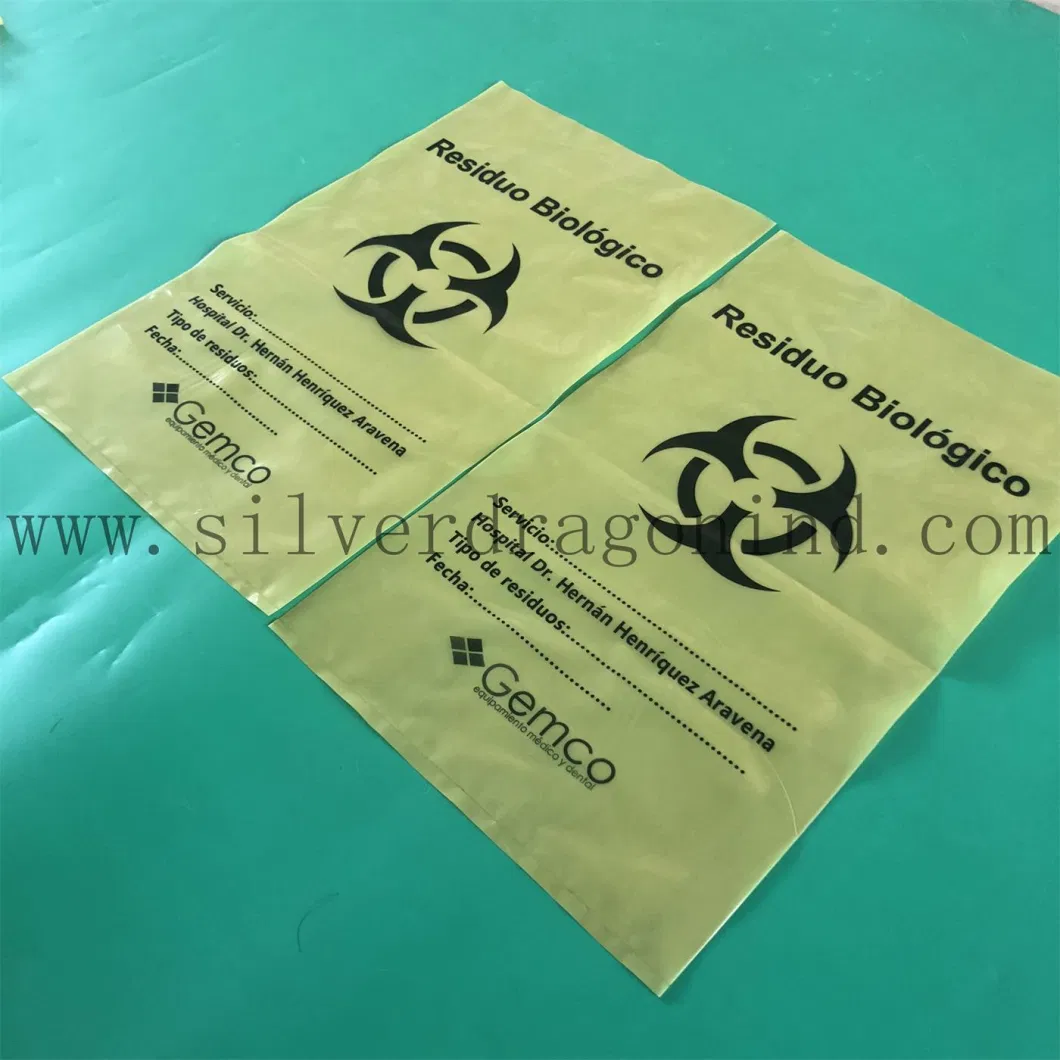 Medical Waste Bag/Biohazard Bag/Garbage Bags, Size 50cm X 70cm X 80 Mic, Yellow/Red