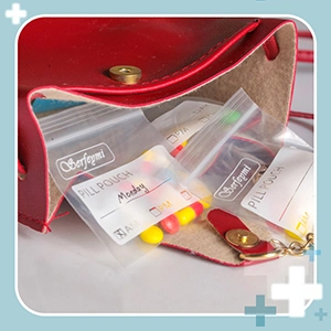 Pill Organizer Plastic Travel vitamin Bags with Write-on Labels