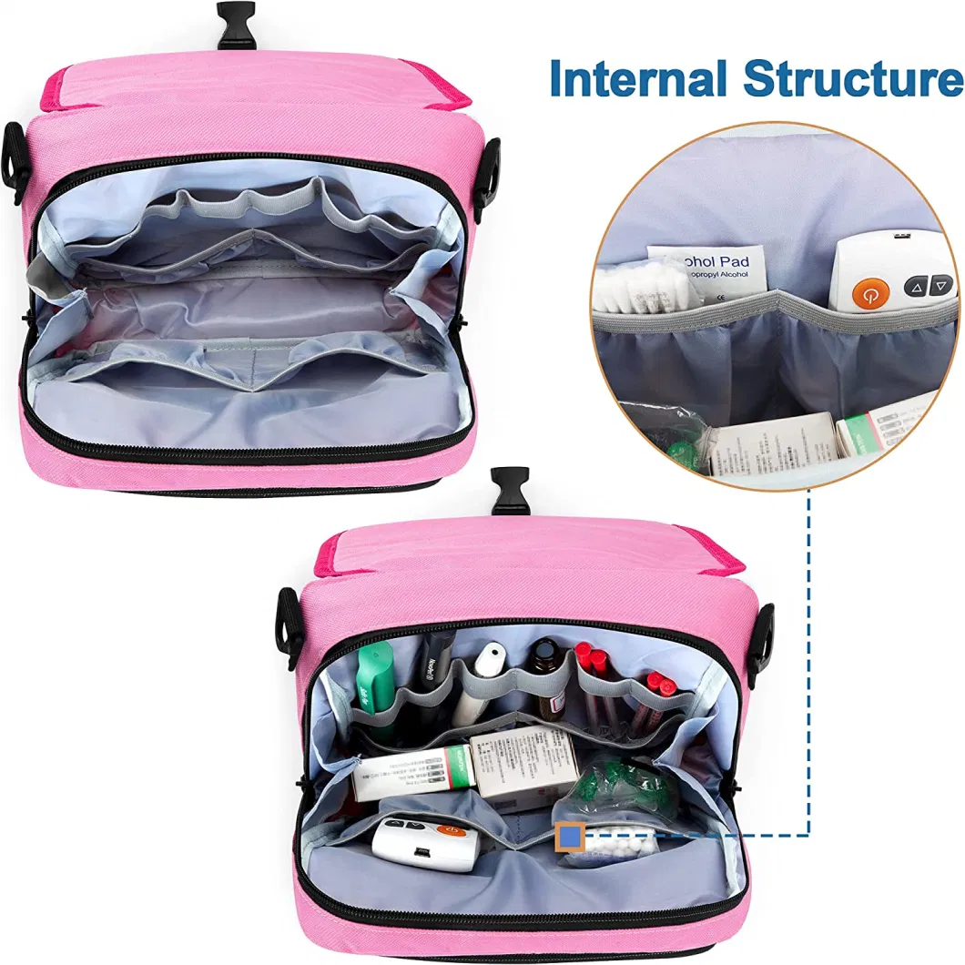 Portable Diabetic Bag Supplies Organizer with Insulated Pocket