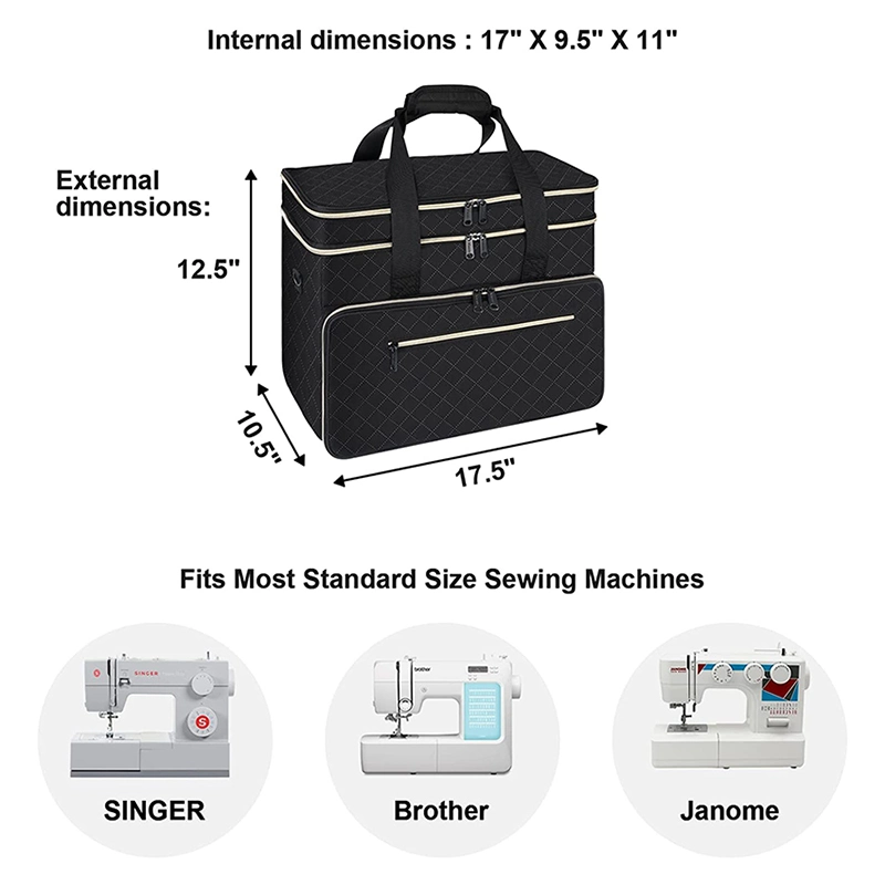 Multi-Functional Double-Layered Sewing Machine Bag Carrying Case for Storage Organize