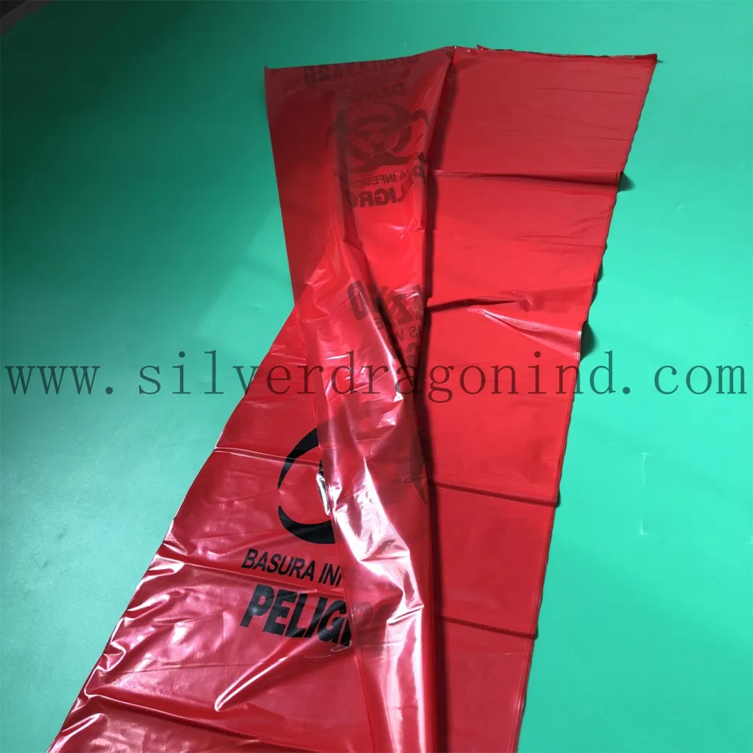 Medical Waste Bag/Biohazard Bag/Garbage Bags, Size 50cm X 70cm X 80 Mic, Yellow/Red