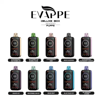 Wholesale OEM ODM Evappe Deluxe Box 20000 Puff Vape Bar Full Display Screen High Quality LED Light Night Flash Electronic <a href='/cigarette/'>Cigarette</a>