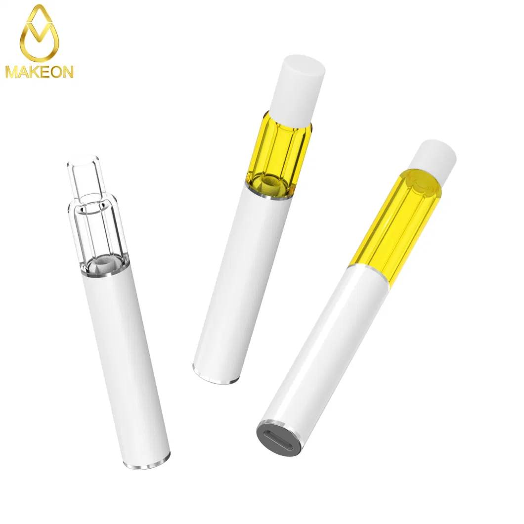 Makeon Empty Custom Logo OEM Design Metal Free Full Glass Live Resin Thick Oil Pod Cart Bar 2gram Disposable E-Cigarette Cartridge Glass All-in-One Vape