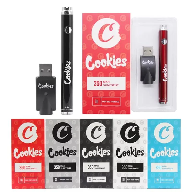 Cookies Vape Battery Preheating Bottom VV Battery for Wax Oil Th205 Cartridge 350mAh 900mAh Variable Voltage 510 Battery Good Supply