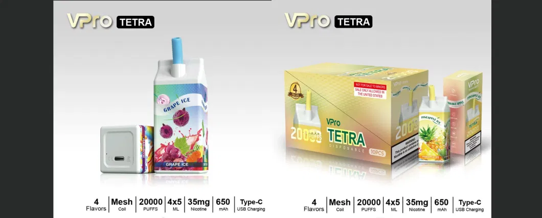 Vape 20000 Vpro Tetra Rechargeable Vaping, 5% Nicotine OEM Service Disposable Pufff E-Cigarette Ecigs