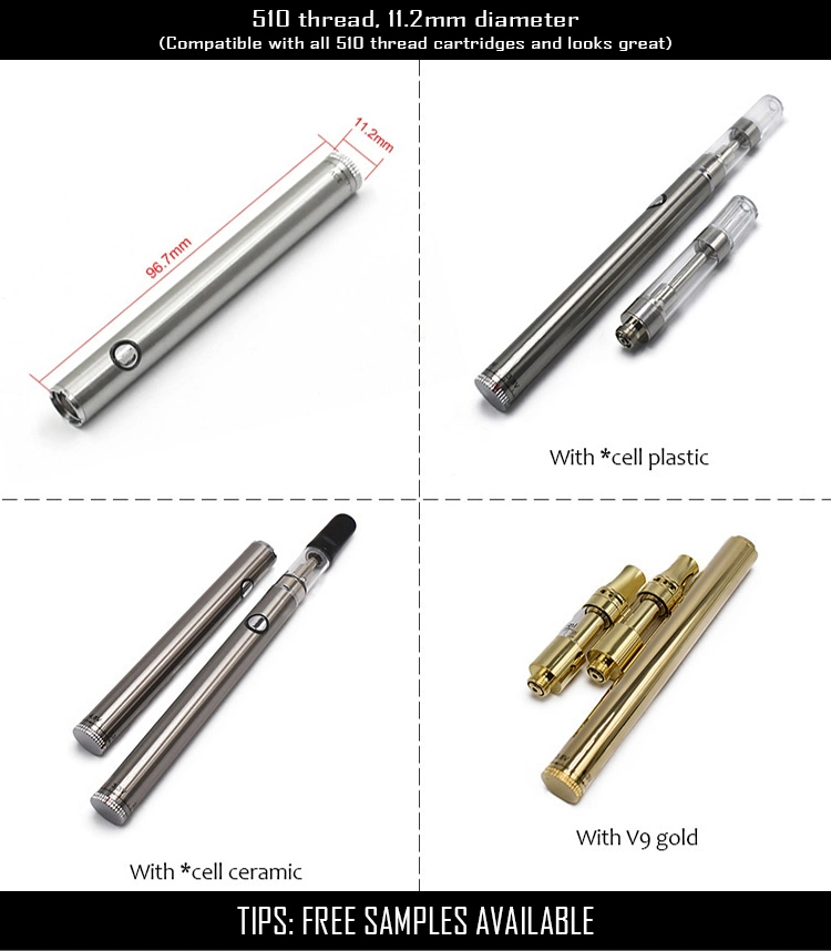 Wholesale Ooze Custom Logo USB Chargeable 510 Planning Brass Knuckle Thread Oil Vape Pen with Cartridge Disposable Tank E Cigarette Battery