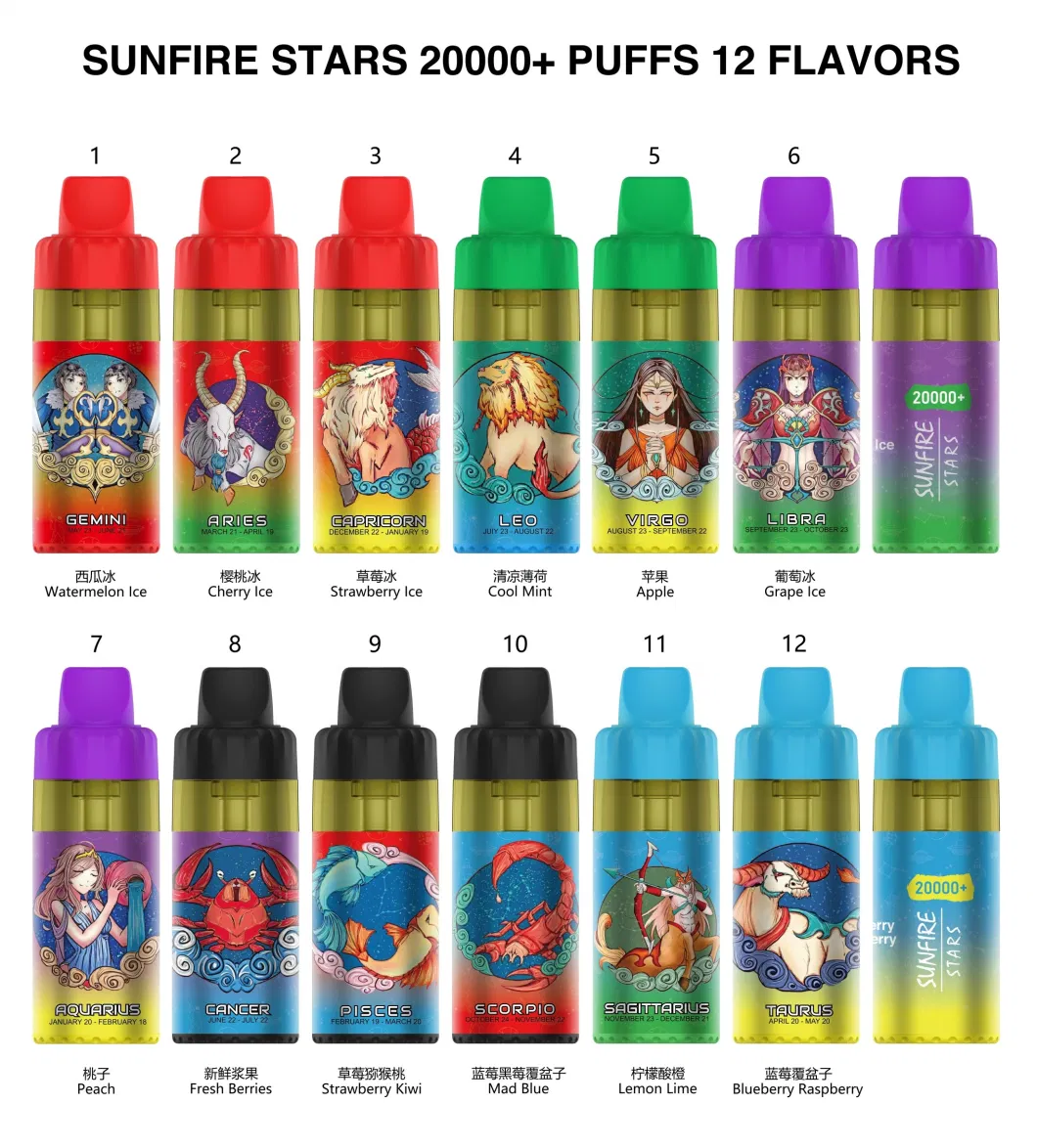 Fast Shipment Sunfire Tornado 20000 Puffs Vapes Dtl Vapes Disposable 20K 12000 Puff 20mg 50mg Super Smoke Electric 30ml Refillable Pod Carts Wholesale Vape