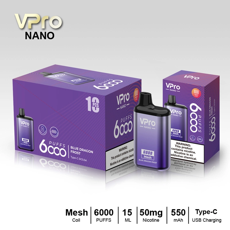 Original Vaporizer Flavors Esco Bar Vpro Nano 6000 Puffs Liquid Electronic Cigarette Fume Randm Vapor Pod Empty Wholesale I Vape Pen E Hookah Charger