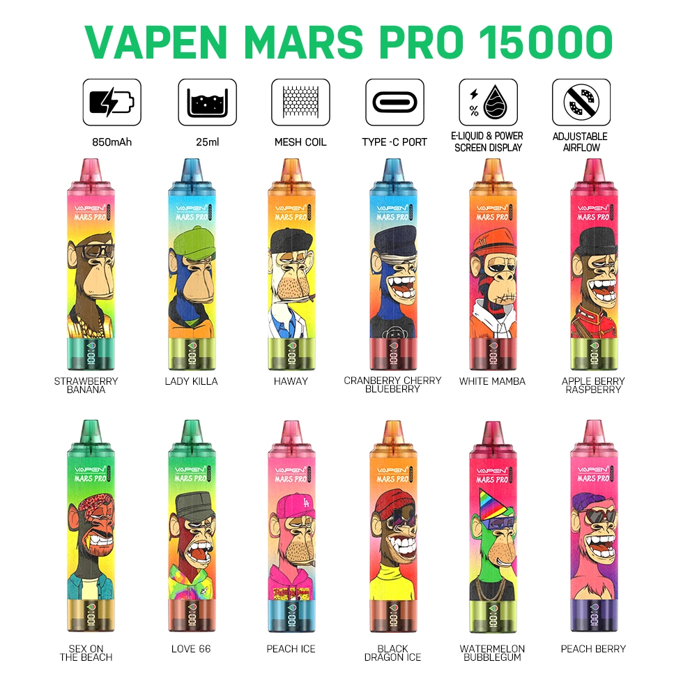 Original Vapen Tornado Mars PRO 15000 Puffs Disposable Vape Pen 15K Puff Vape RM 25ml Prefilled Cartridges Pod 850mAh Rechargerable Battery Screen LCD Shisha