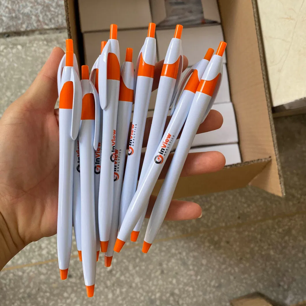 Custom Promotional Very Cheap Orange Logo Ball Pen with Logo