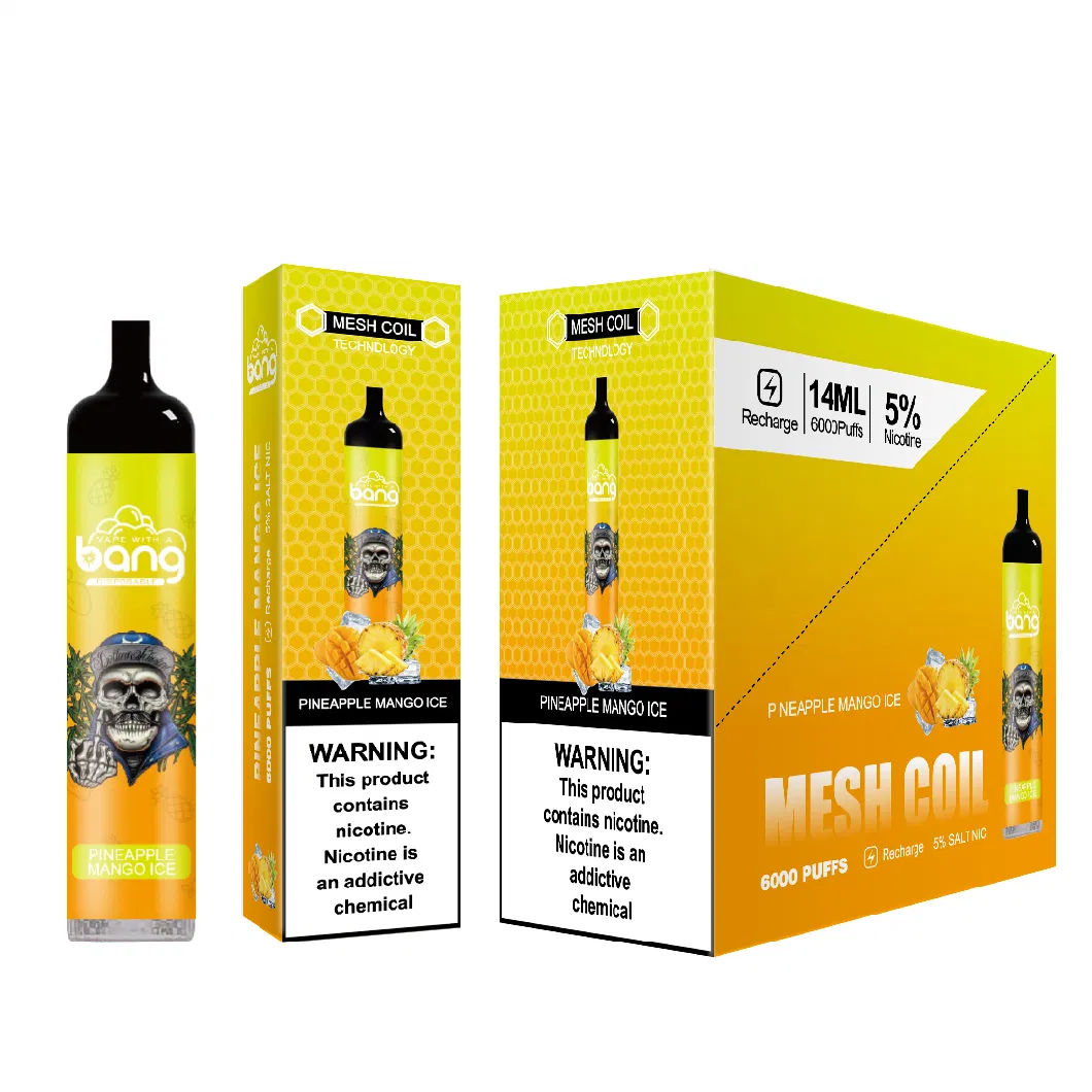 Bang Disposable Vape 6000 Puffs with Mesh Coil 14ml Pre-Filled Pods E Liquid Disposable E Cigarettes Disposable Vape Pen