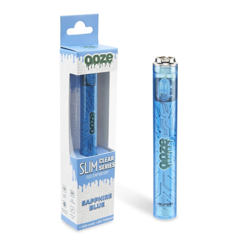 Ooze Slim Clear Series Transparent 400mAh Flex Temp Battery Preheat Adjustable Voltage 510 Thread