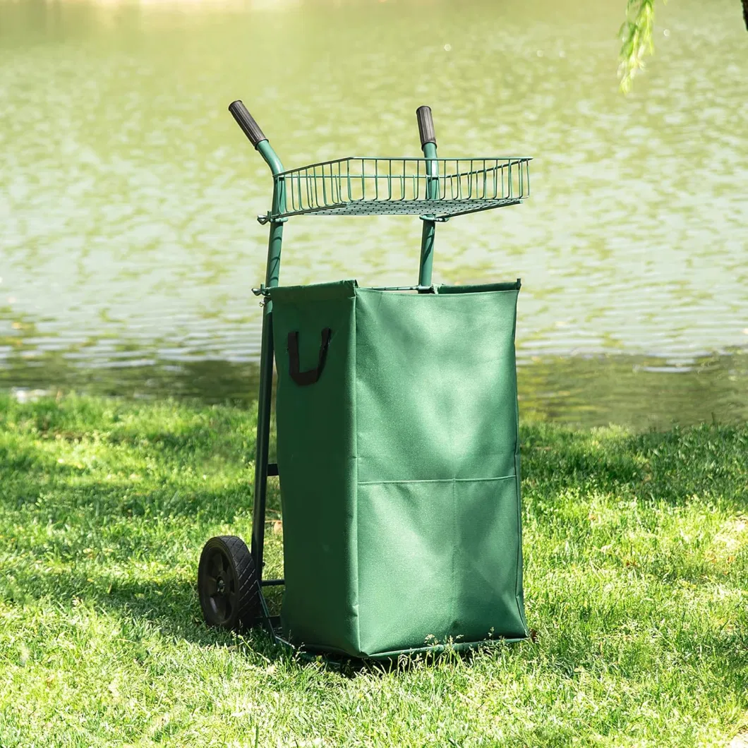 Lawn Leaf Collection Bag Outdoor Camping Garden Cart with Detachable Trash Bag