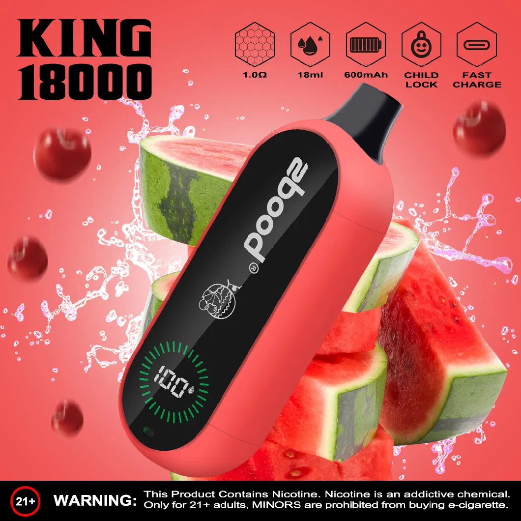 Zbood King 18000 Puff Zbood PCR Material Elf Box Flavor RGB LED Bar 1500/1600/1800/2000 Unik Lion Spinner Disposable Vape Disposable Vape