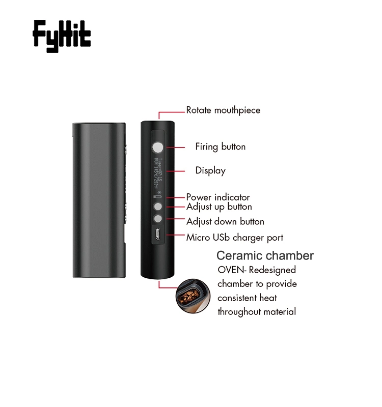 2021 The Latest Ceramic Heating Chamber Dry Herb Vaporizer Fyhit Relax Starter Kit with 2200mAh Dry Herb Vape Pen Start Kit