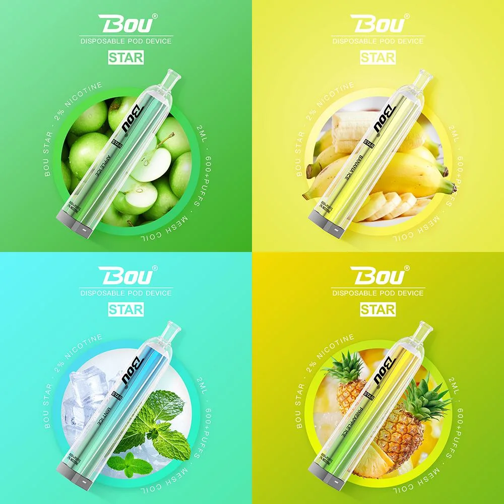 2023 New Model Original Bou Star 600 Puffs Fruit Flavor Disposable Vape Customizable