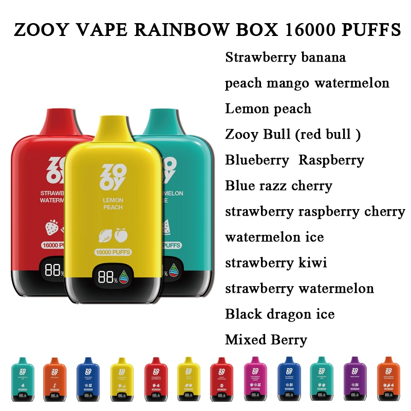 Best 26ml E Liquid Fruit Flavors Wholesale Zooyvape Rainbow Box 15K/16K/18K/20K/22K/25K Puffs Big Capacity Vape