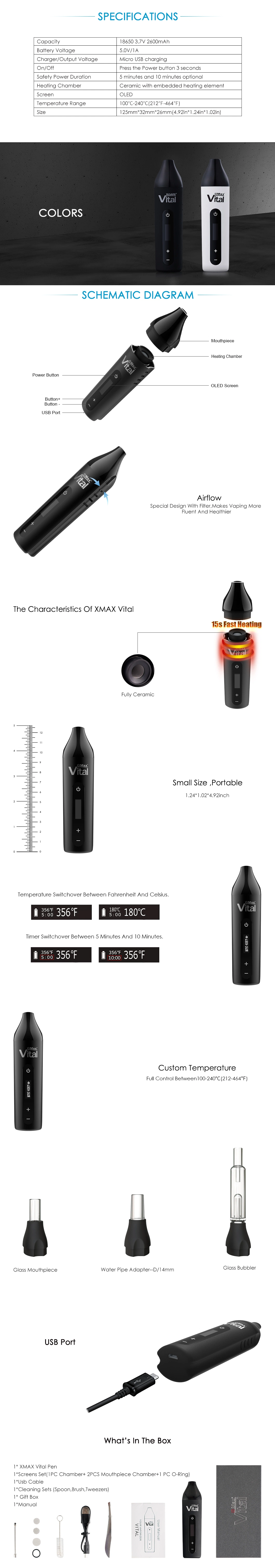 Patent Design Personal Topgreen Xmax Vital Dry Herb Vaporizer OEM Vaporizer Empty Vape Pen