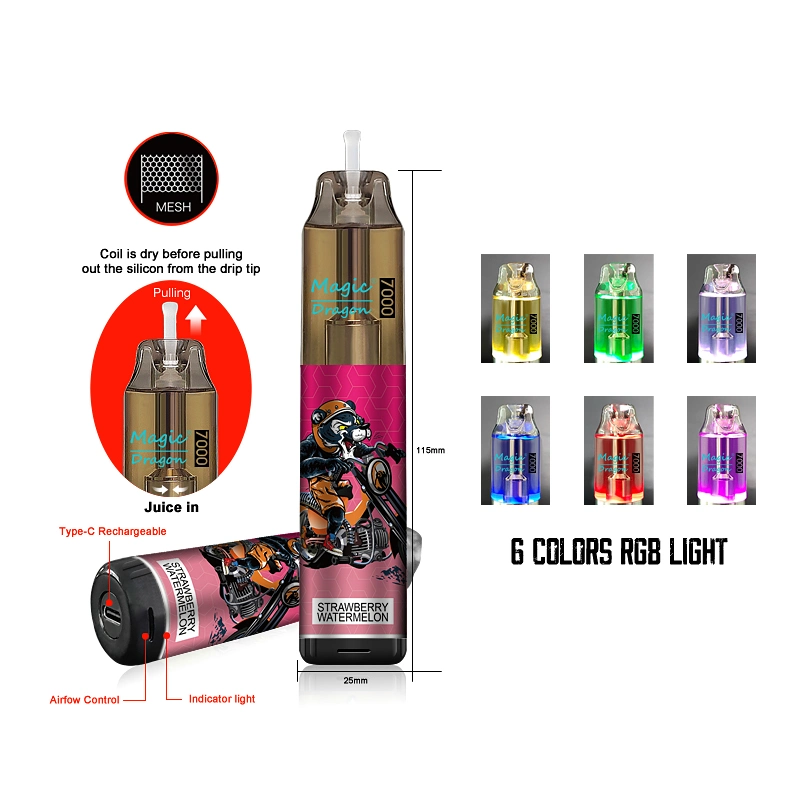 Komodo Magic Dragon 7000 Puff Melon Dragon Fruit Flavour Vape German Warehouse Flavors Can Be Customized