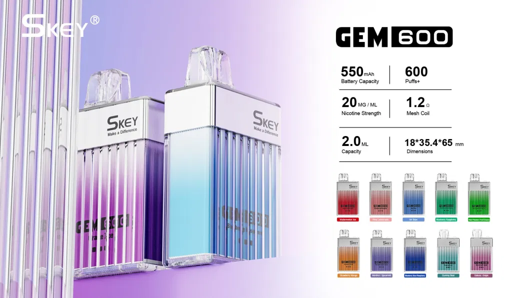 Skey Vape Crystal 600 Puffs Disposable Vape Gem600 Box Ecig 2% Nic UK Wholesale Vs Amare Crystal One Ecigs