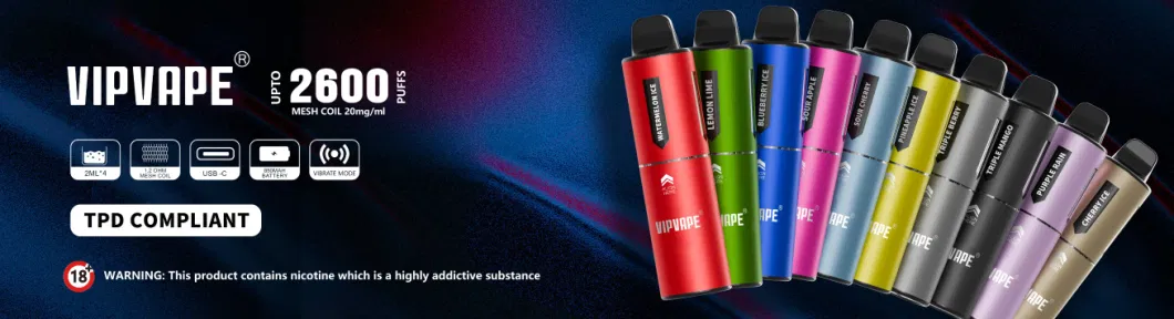 Shenzhen E Ci Garette Elf VIP Vape Wholesale Disposable Vape 2600 Puff Bar 4 Pod 1 Battery Tpd Complient Pod System E Cigar