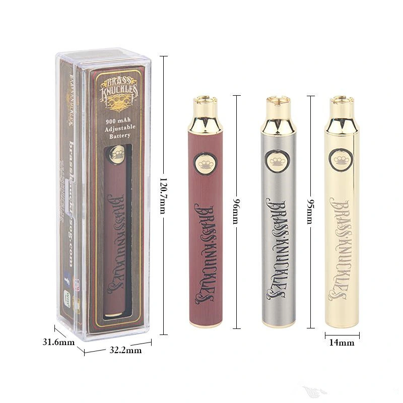 Premium Brass Knuckles Preheating Battery 900mAh Vape Pen for 510 Thread Thick Oil Cartridges