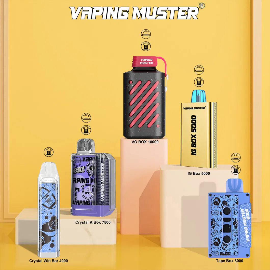 Vaping Muster Crystal Box 10000puffs Disposable Pod Box Mesh Coil Disposable Vape Pen OEM E-Cigarette Bar Disposable Vape Pen