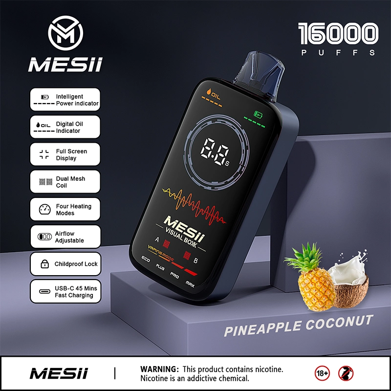 Mesii Visual Box 16000 Puff 16K EU Warehouse Hifancy Mrvi 18K Tornado Touch Bluetooth Crystal 4000/7000/15000 Elf Max Bar E-Cigarette Wholesale Disposable Vape